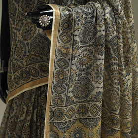 Kutch ajrakh hand block print natural dyed kota doria