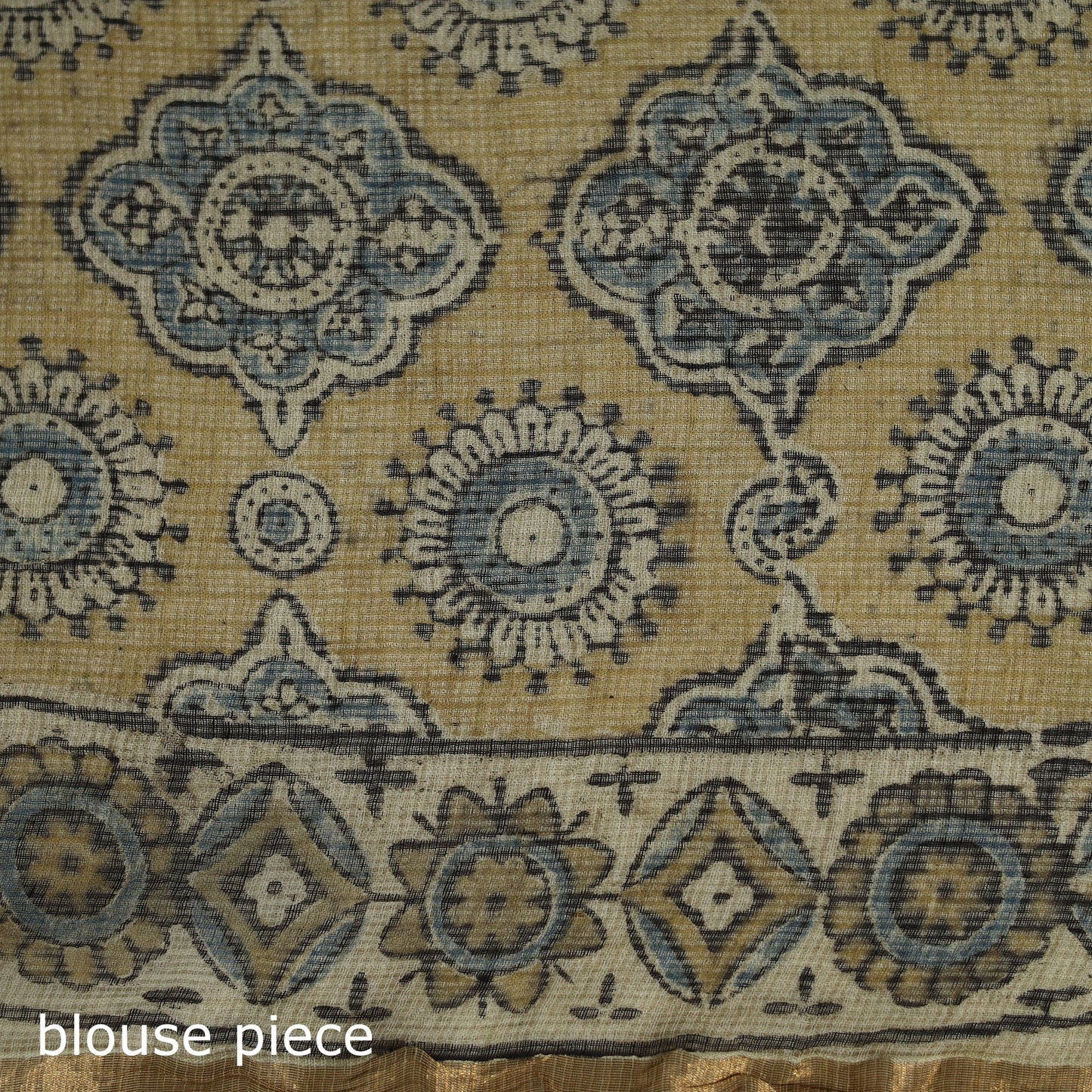 Kutch ajrakh hand block print natural dyed kota doria