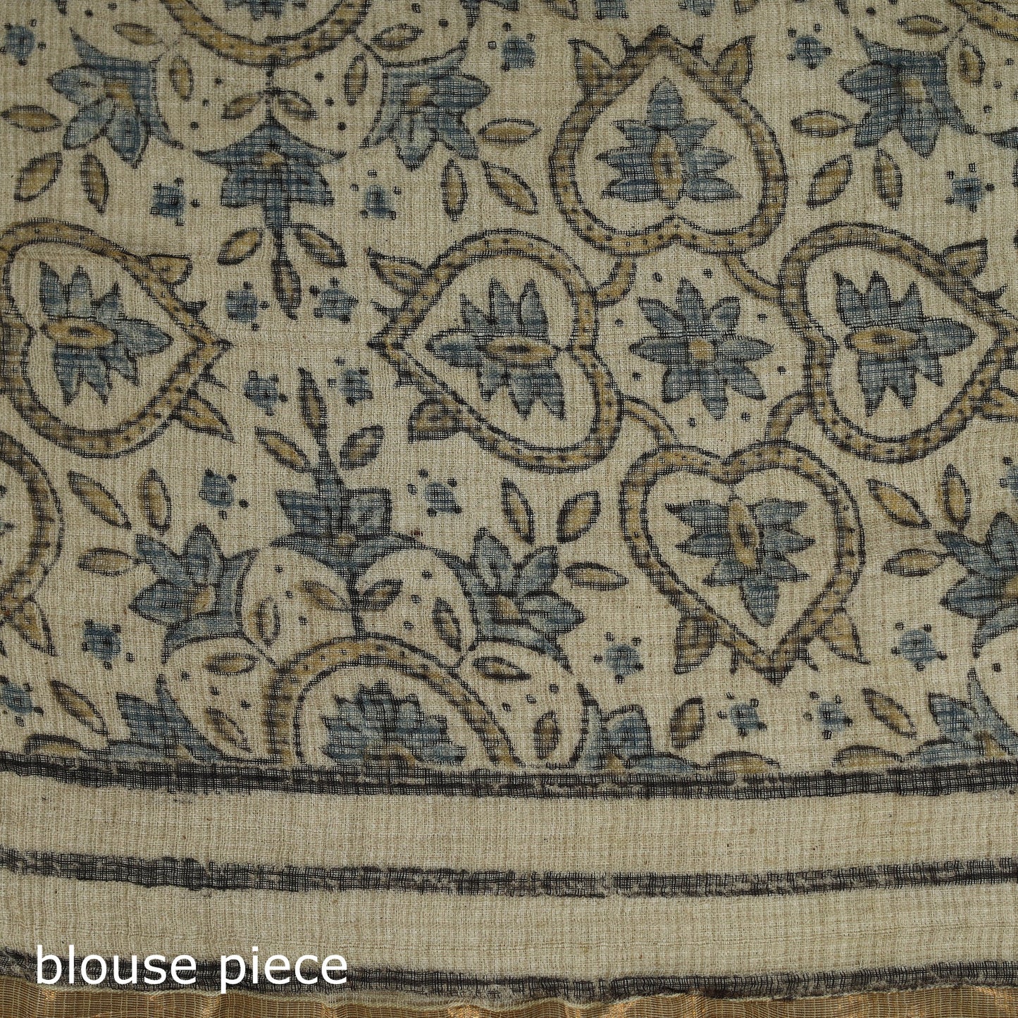 Kutch ajrakh hand block print natural dyed kota doria