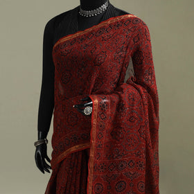 Kutch ajrakh hand block print natural dyed kota doria