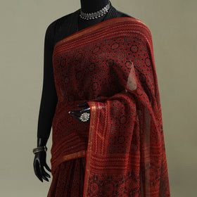 Kutch ajrakh hand block print natural dyed kota doria