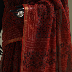 Kutch ajrakh hand block print natural dyed kota doria