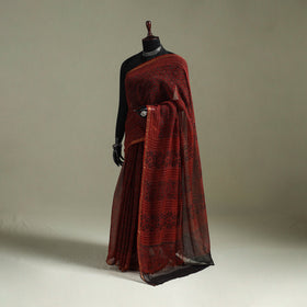 Kutch ajrakh hand block print natural dyed kota doria