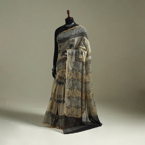 Kutch ajrakh hand block print natural dyed kota doria