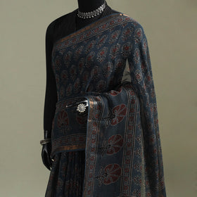 Kutch ajrakh hand block print natural dyed kota doria