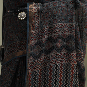 Kutch ajrakh hand block print natural dyed kota doria
