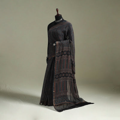Kutch ajrakh hand block print natural dyed kota doria
