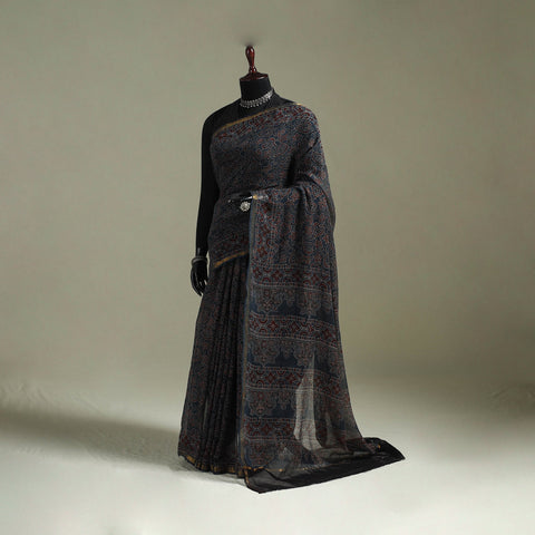 Kutch ajrakh hand block print natural dyed kota doria