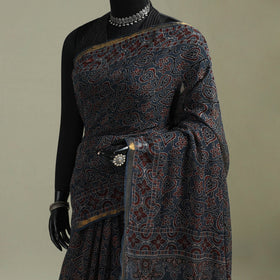 Kutch ajrakh hand block print natural dyed kota doria