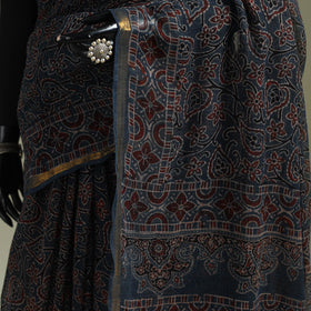 Kutch ajrakh hand block print natural dyed kota doria