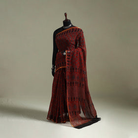 Kutch ajrakh hand block print natural dyed kota doria