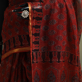 Kutch ajrakh hand block print natural dyed kota doria