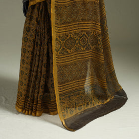 Kutch ajrakh hand block print natural dyed kota doria