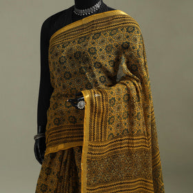 Kutch ajrakh hand block print natural dyed kota doria