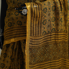 Kutch ajrakh hand block print natural dyed kota doria