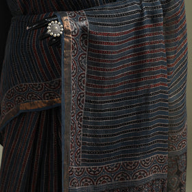 Kutch ajrakh hand block print natural dyed kota doria