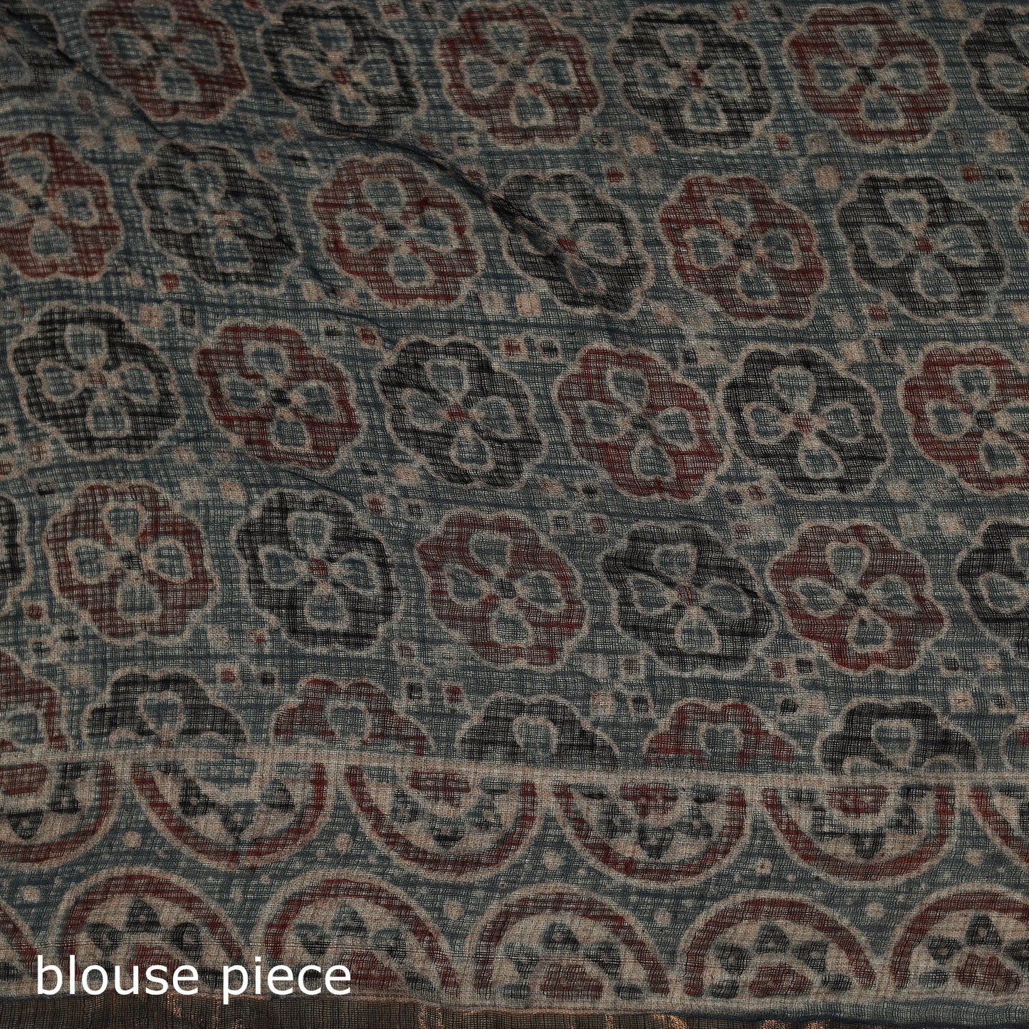Kutch ajrakh hand block print natural dyed kota doria