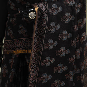 Kutch ajrakh hand block print natural dyed kota doria