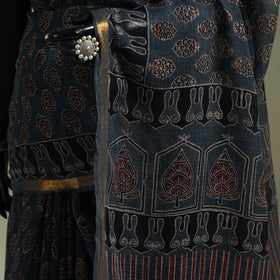 Kutch ajrakh hand block print natural dyed kota doria