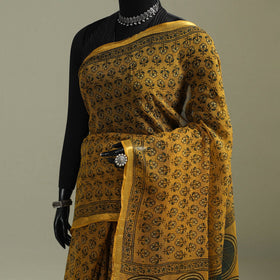 Kutch ajrakh hand block print natural dyed kota doria