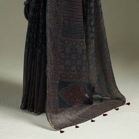 Kutch ajrakh hand block print natural dyed kota doria