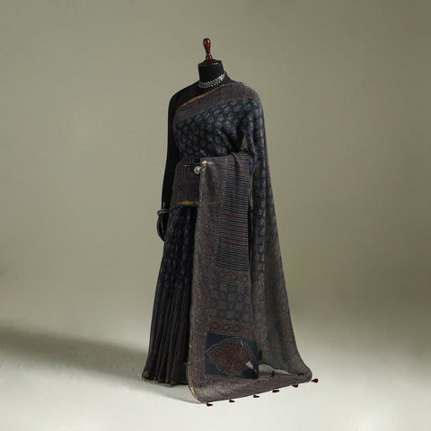Kutch ajrakh hand block print natural dyed kota doria