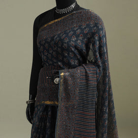 Kutch ajrakh hand block print natural dyed kota doria