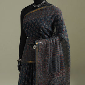 Kutch ajrakh hand block print natural dyed kota doria