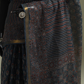 Kutch ajrakh hand block print natural dyed kota doria