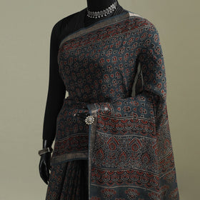 Kutch ajrakh hand block print natural dyed kota doria