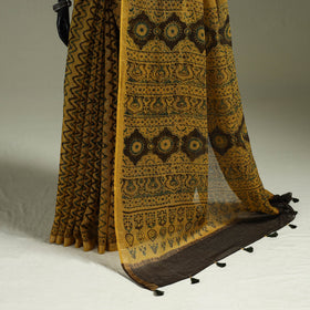 Kutch ajrakh hand block print natural dyed kota doria