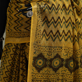 Kutch ajrakh hand block print natural dyed kota doria