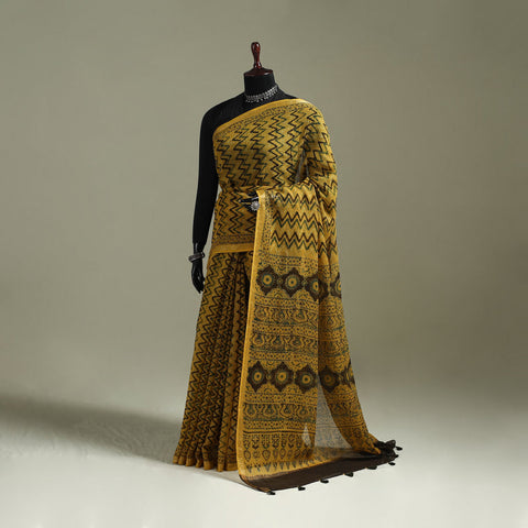 Kutch ajrakh hand block print natural dyed kota doria