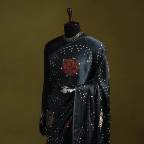 Kutch ajrakh patch tie-dye modal silk bandhani with mirror