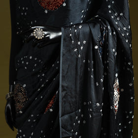 Kutch ajrakh patch tie-dye modal silk bandhani with mirror