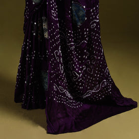 Kutch ajrakh patch tie-dye modal silk bandhani with mirror