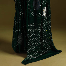 Kutch ajrakh patch tie-dye modal silk bandhani with mirror