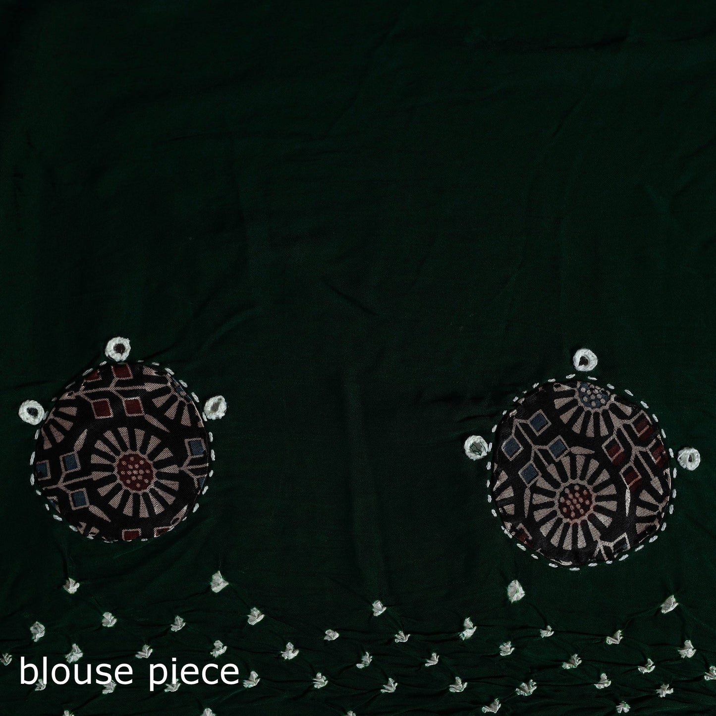 Kutch ajrakh patch tie-dye modal silk bandhani with mirror