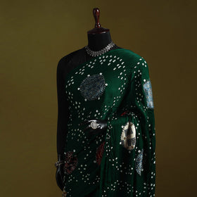 Kutch ajrakh patch tie-dye modal silk bandhani with mirror
