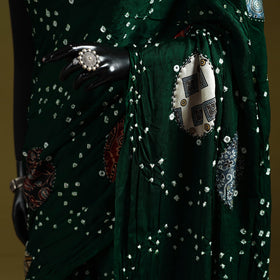 Kutch ajrakh patch tie-dye modal silk bandhani with mirror