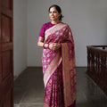 Pink Kutch Bandhani Fine Georgette Banarasi Neem Zari Jaal Saree, draped and worn by a woman, AI visual of the saree, iTokri