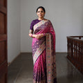Pink Kutch Bandhani Fine Georgette Banarasi Neem Zari Jaal Saree, draped and worn by a woman, AI visual of the saree, iTokri