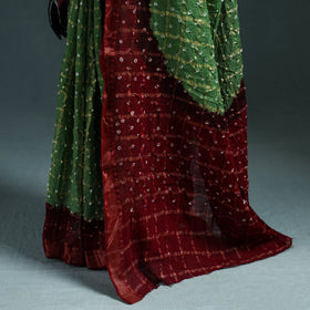 Kutch bandhani tie-dye cotton saree with blouse piece 18