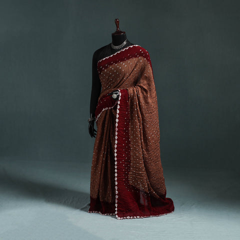 Kutch bandhani tie-dye cotton saree with blouse piece 35