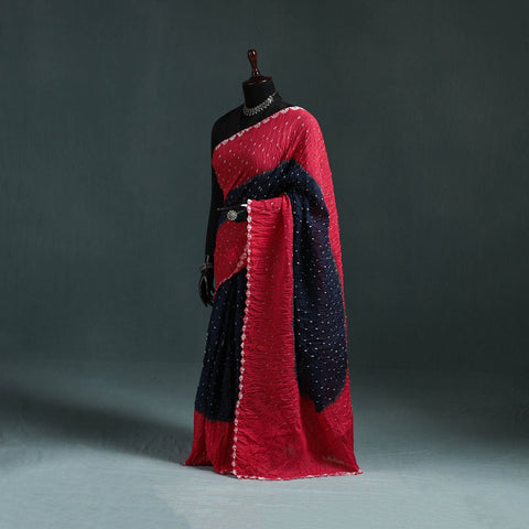 Kutch bandhani tie-dye cotton saree with blouse piece 37