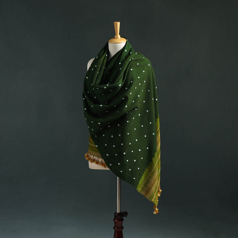 Kutch bandhani tie-dye handwoven merino wool shawl 07