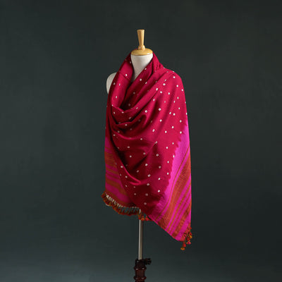 Kutch bandhani tie-dye handwoven merino wool shawl 08