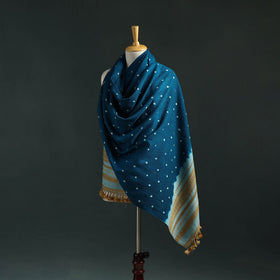 Kutch bandhani tie-dye handwoven merino wool shawl 11