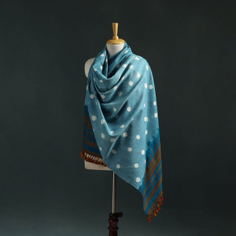 Kutch bandhani tie-dye handwoven merino wool shawl 12