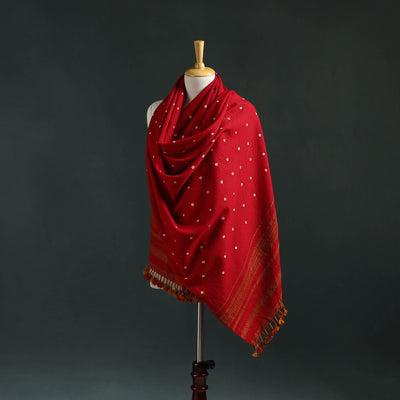 Kutch bandhani tie-dye handwoven merino wool shawl 13